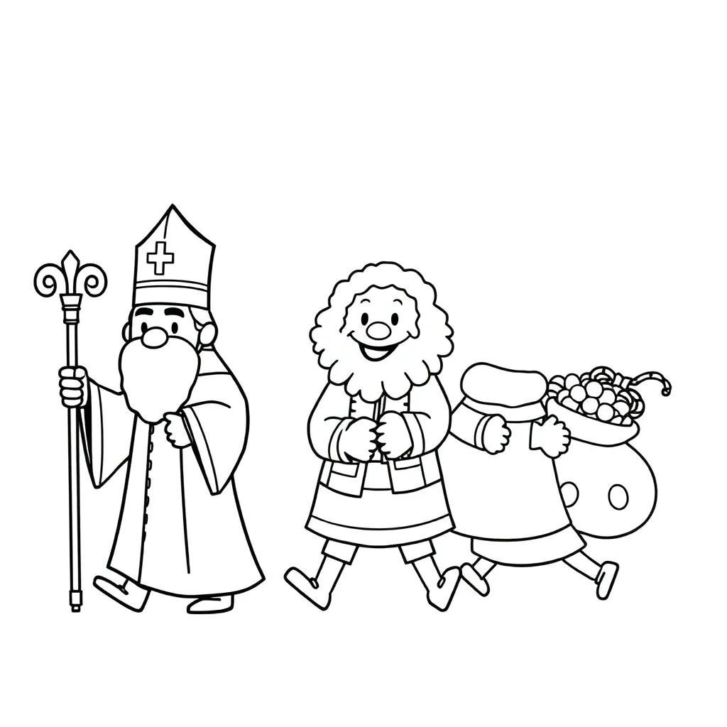 Free Printable Sinterklaas, Zwarte Piet, Festive Coloring Pages, Gifts, Traditions