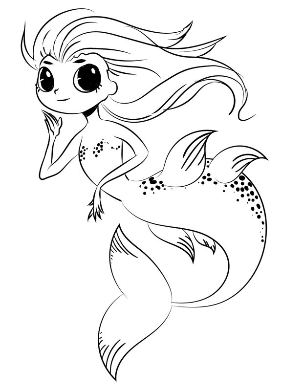 Sirene Facile Et Mignonne coloring page for children