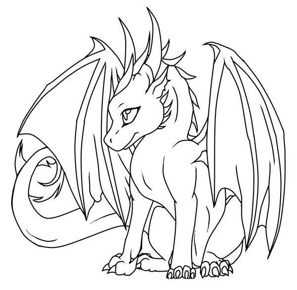 Sitting Dragon Baby coloring page for children