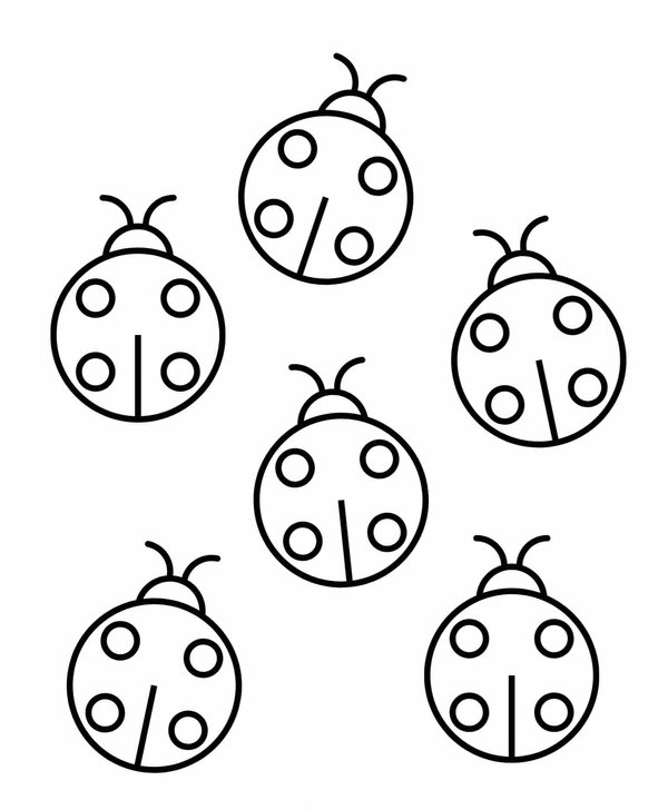 Six Coccinelles coloring page for children