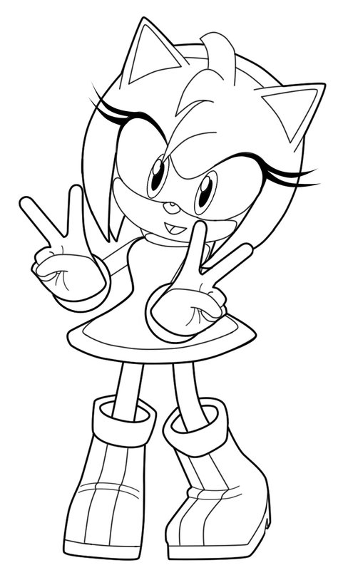 Sonic Amy Rose Paz coloring page for children