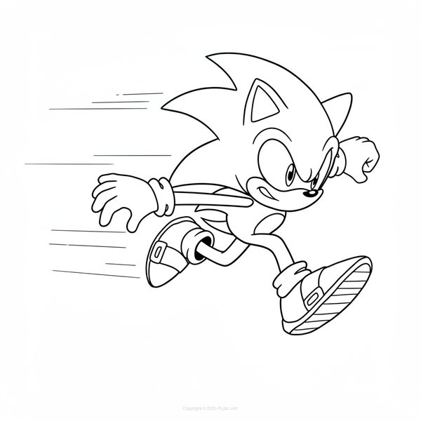 Sonic Running Fast And Looking Angry coloring page for children