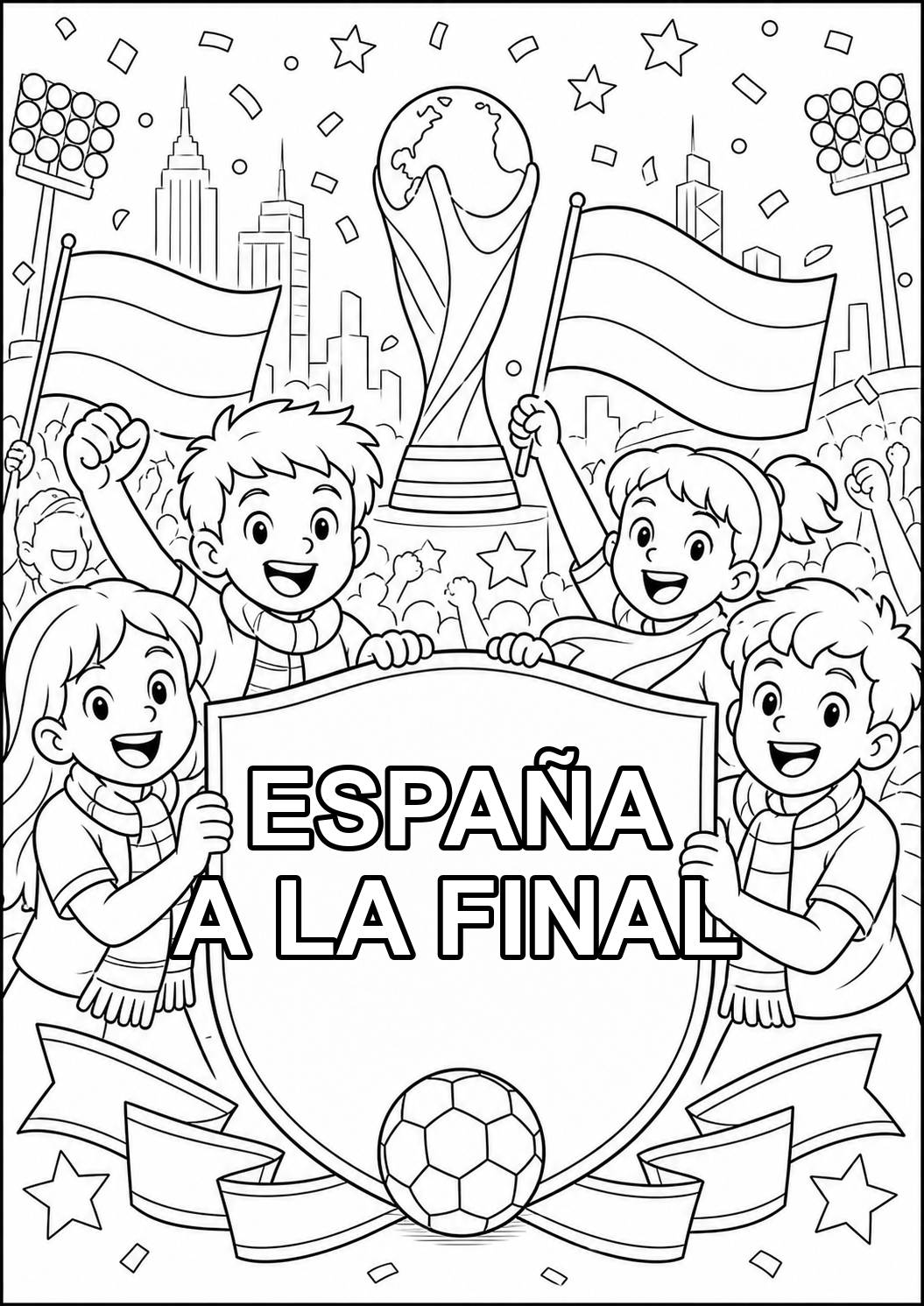 España a la final WK poster kleurplaat