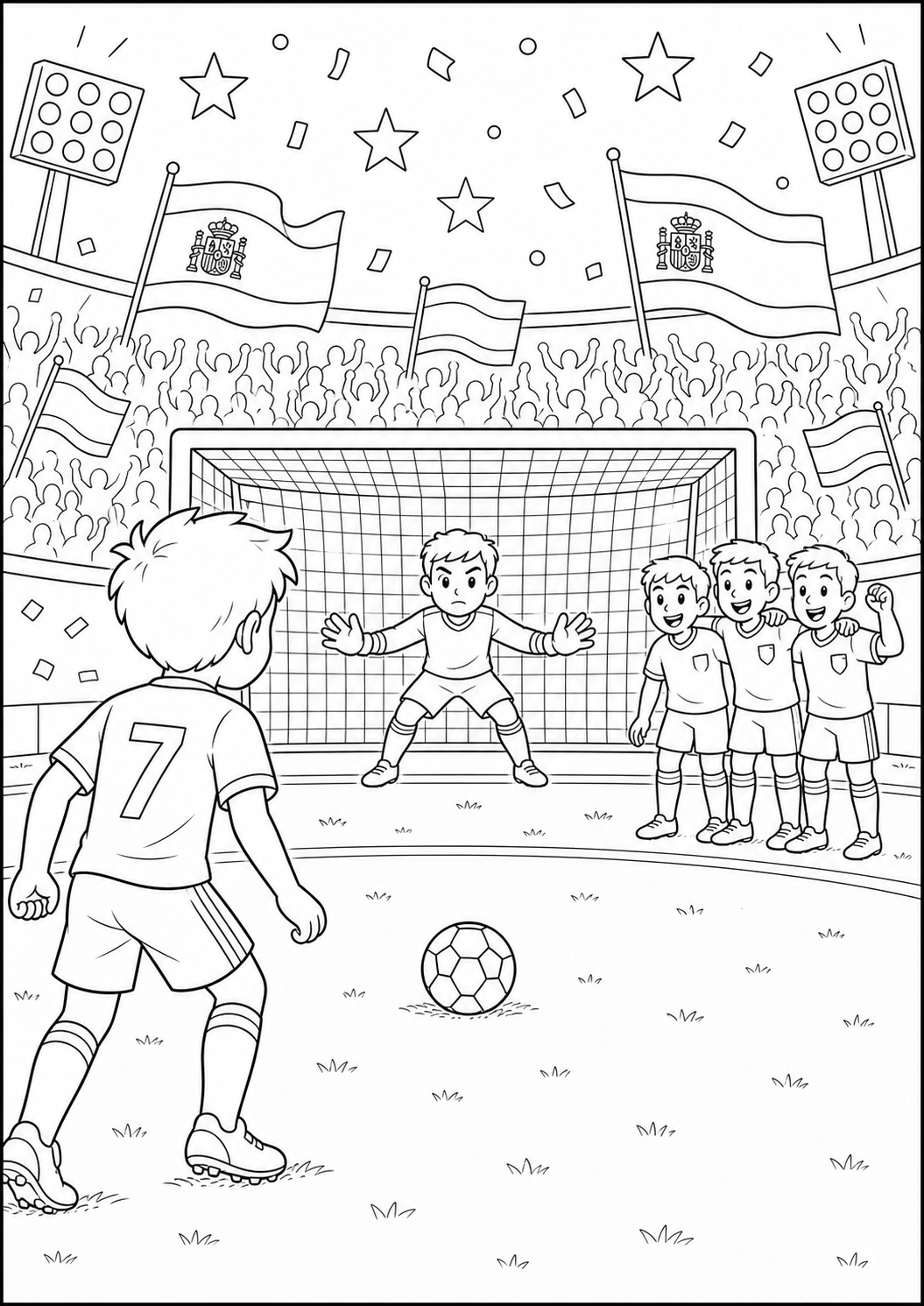 Spanje penalty moment WK kleurplaat