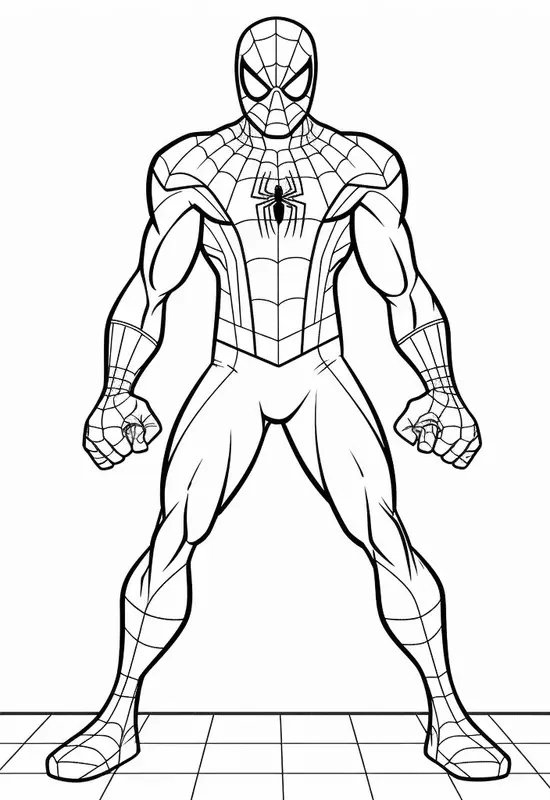 Spiderman auf dem Bürgersteig Stehend coloring page for children
