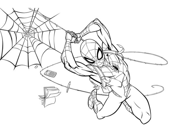Spiderman Con Tela De Arana coloring page for children