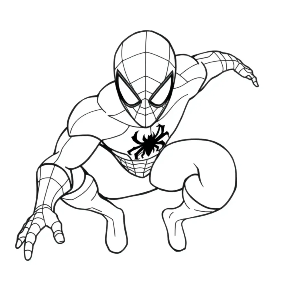 Spiderman Marvel Superheld Actie Tekenfilm coloring page for children