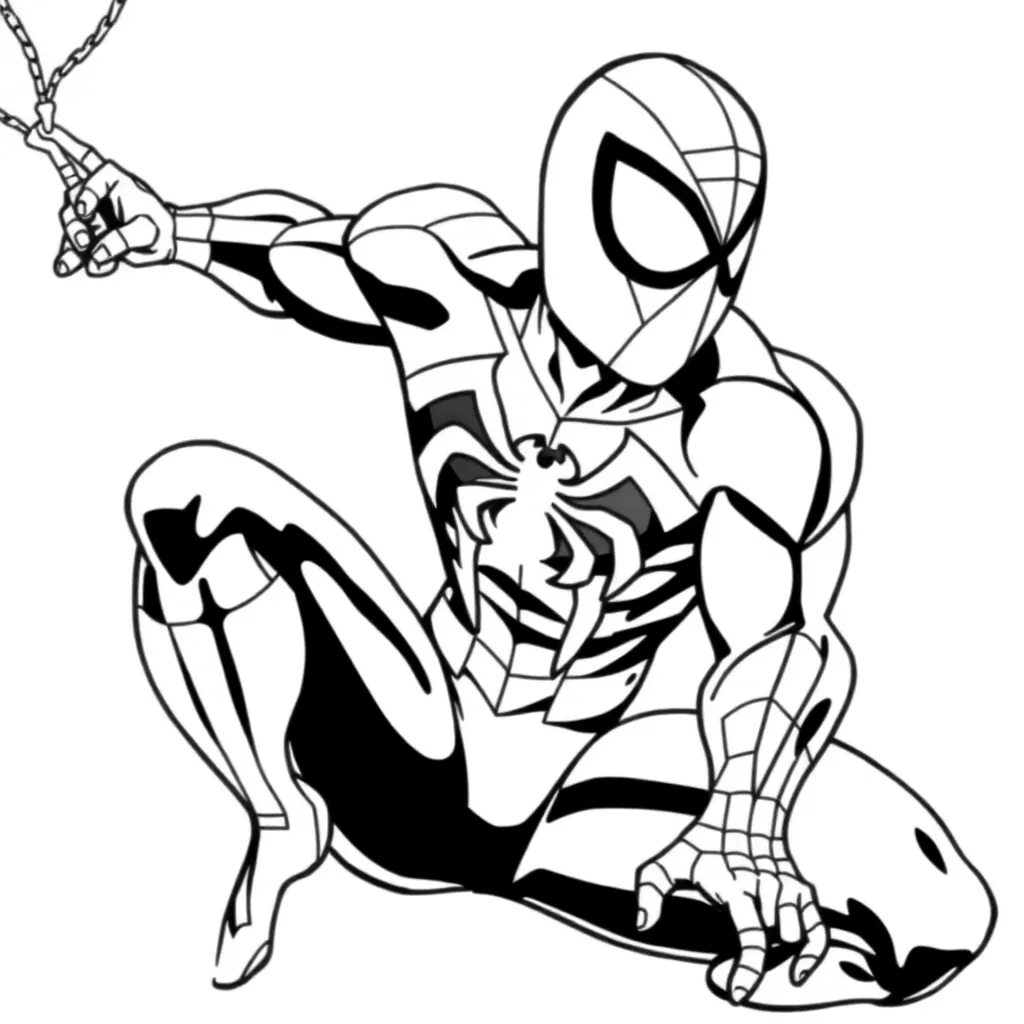 Spiderman Marvel Superheld Actie Tekenfilm coloring page for children