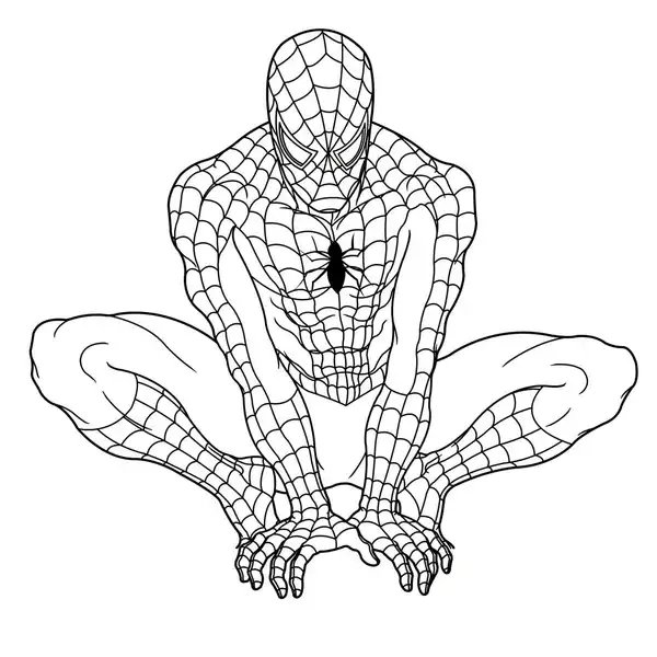 Spiderman Sentado En El Suelo coloring page for children