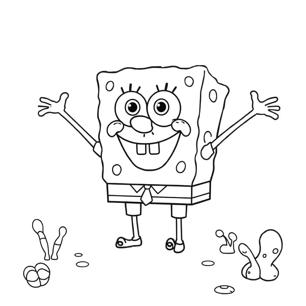 Free Spongebob Cartoon Coloring Page - Nickelodeon Funny Creative Coloring