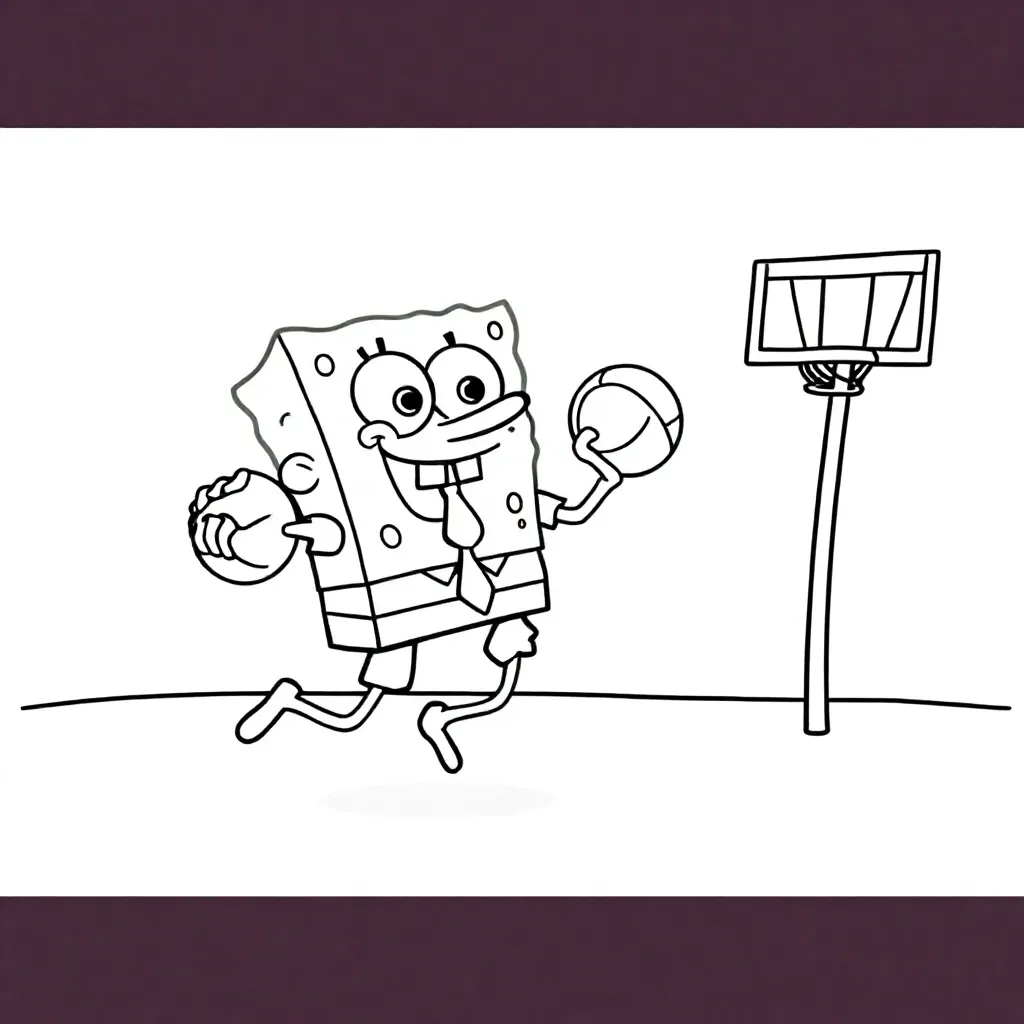 Spongebob Die Aan Het Korfballen Is coloring page for children