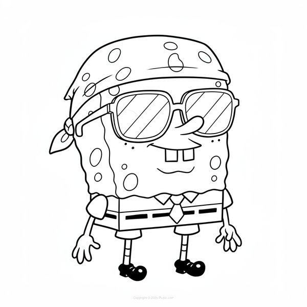 Plantilla de colorear de Bob Esponja con bandana