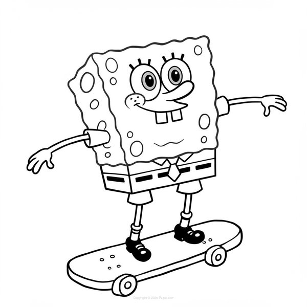 Spongebob Op Een Skateboard coloring page for children