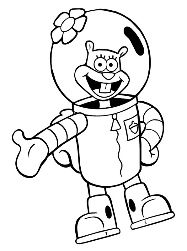 Spongebob Vrolijke Sandy Cheeks coloring page for children