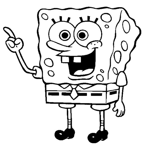 Malvorlage SpongeBob zeigt mit dem Finger