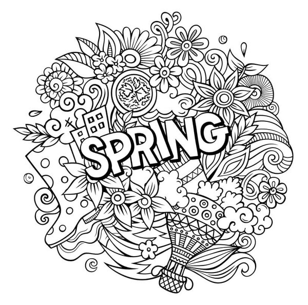 Spring Letters coloring page for children