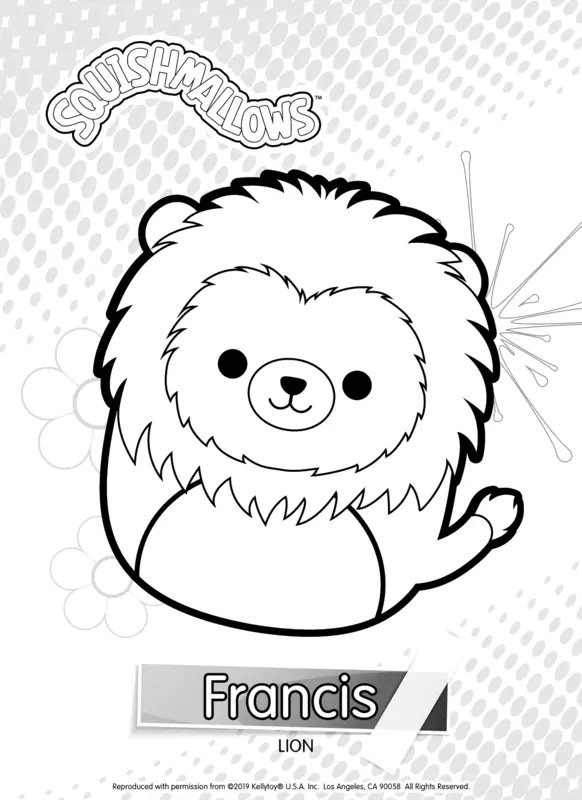 Squishmallows Francis The Lion coloring page for children