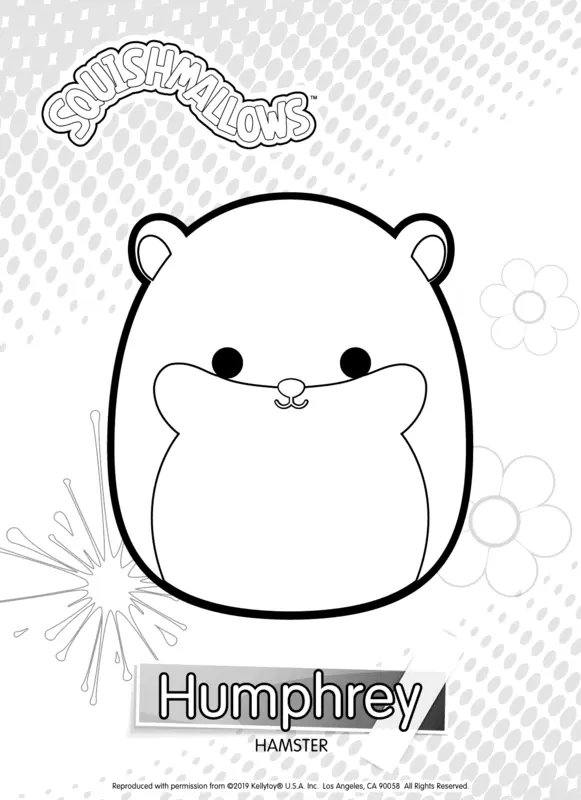 Squishmallows Humphrey Hamster coloring page for children