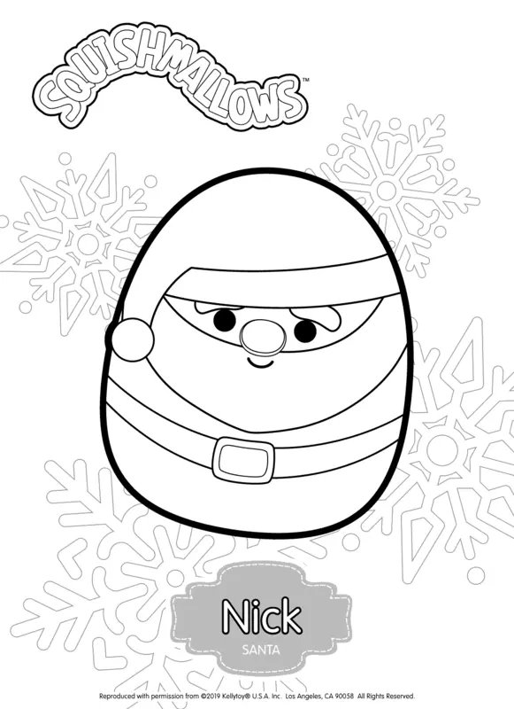 Squishmallows Nick Santa coloring page for children