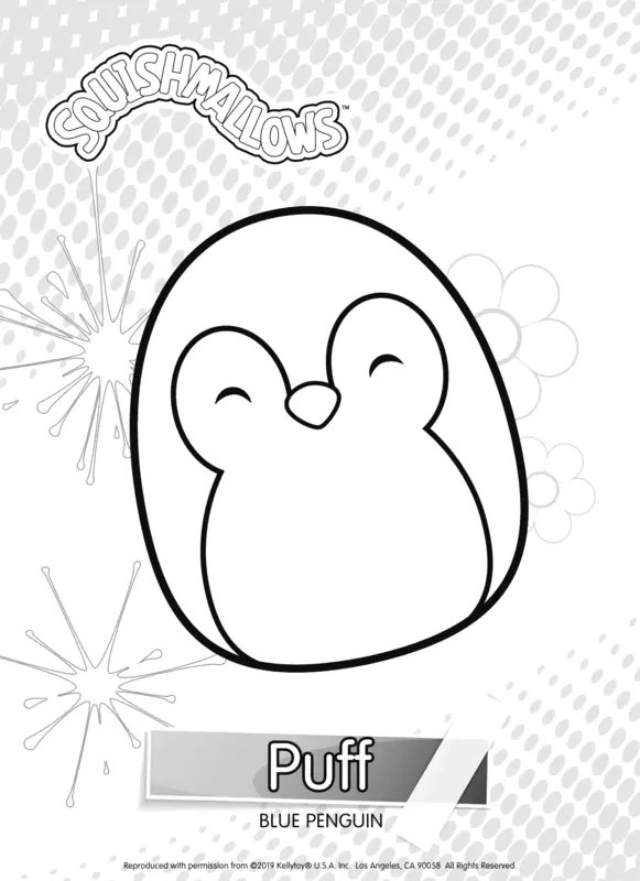 Squishmallows Puff Blue Penguin coloring page for children