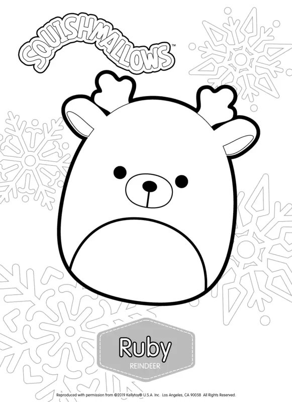 Squishmallows Ruby Reindeer coloring page for children