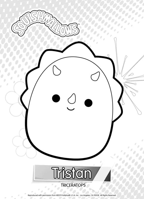 Squishmallows Tristan Triceratops coloring page for children