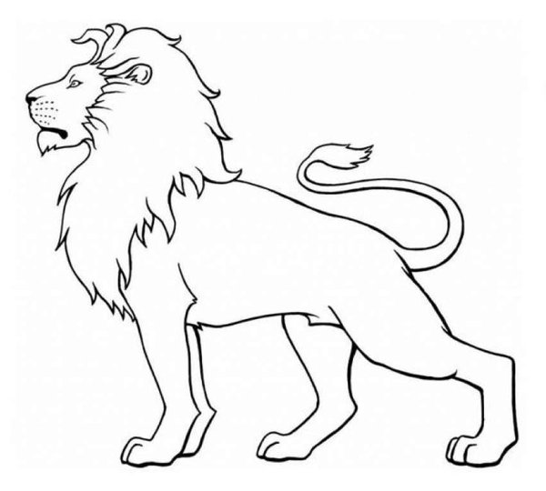 Staande Leeuw Kijkt Links coloring page for children