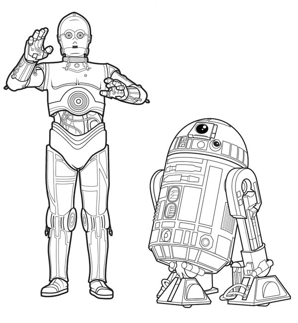 Malvorlage Star Wars R2-D2 C-3PO