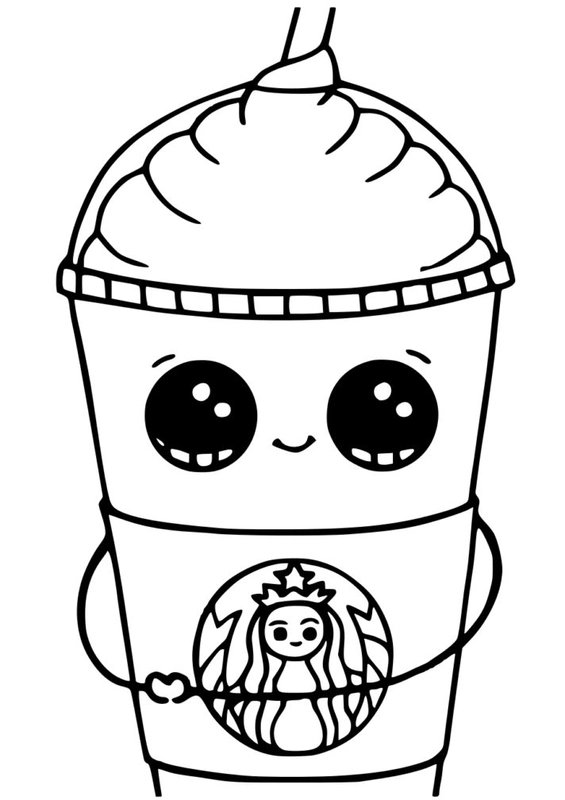 Starbucks Kawai coloring page for children