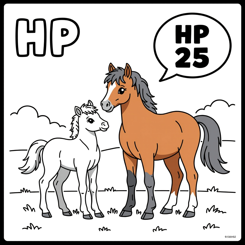 steigerend veulen met merrie coloring page for children