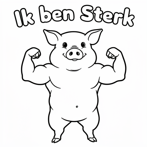 Sterk varken kleurplaat voor kinderen