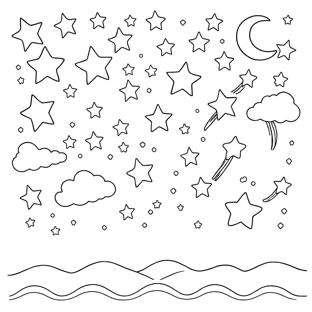 Feuille de coloriage Étoiles Gratuite Feuille de coloriage pour Enfants