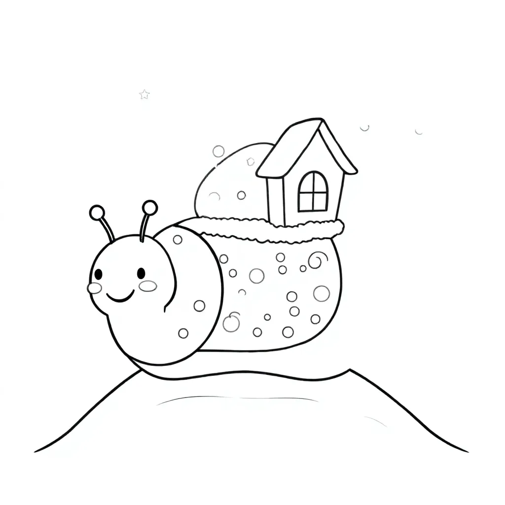 Free Starry Night Snail Coloring Page - Glowing Moss House Full of Dreams