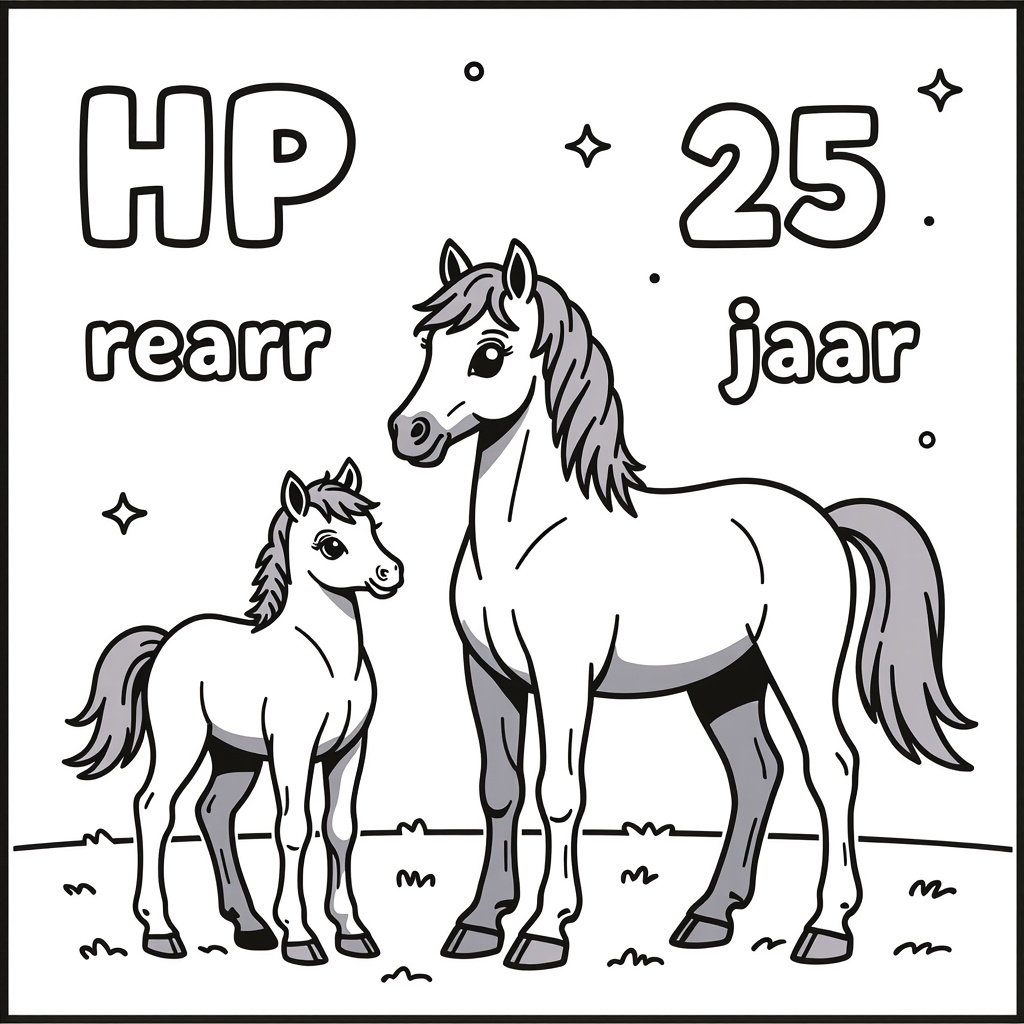 stijgerend merie vuilen met moeder coloring page for children