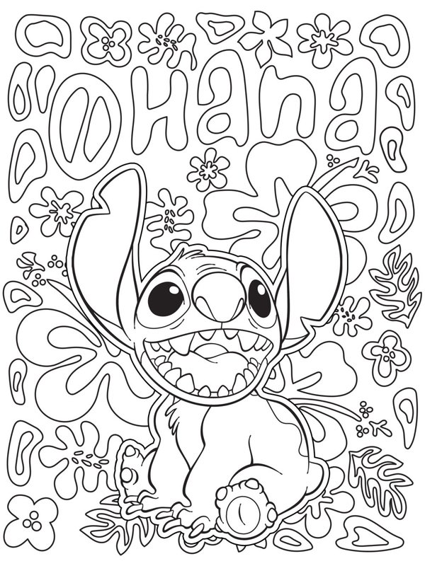 Stitch Artsy Ohana coloring page for children