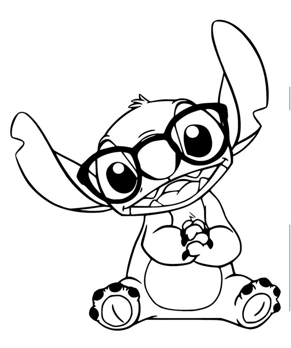 Plantilla de colorear Stitch Adorable con Lentes