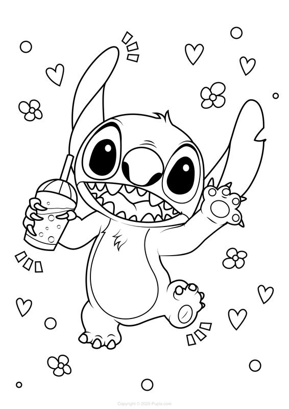 Stitch de Boisson coloring page for children