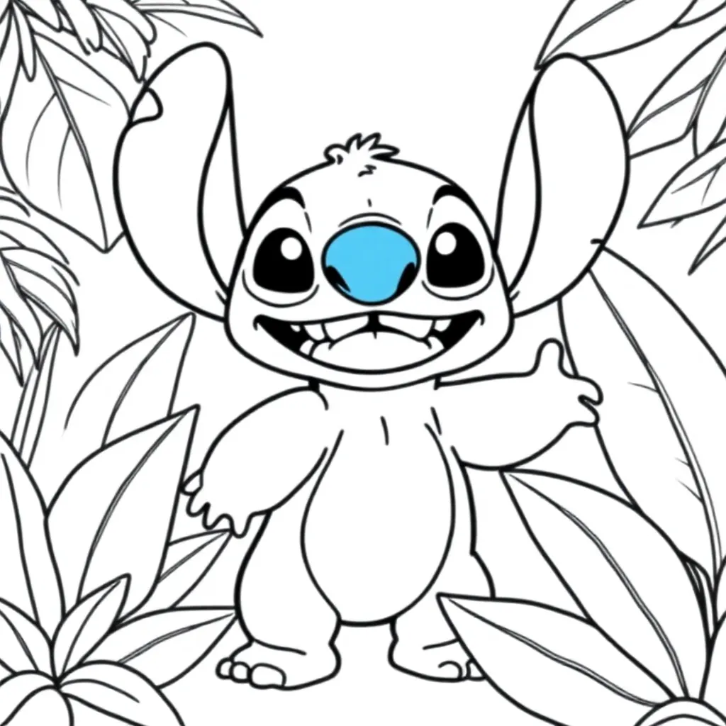Feuille de coloriage Stitch Gratuite pour Enfants