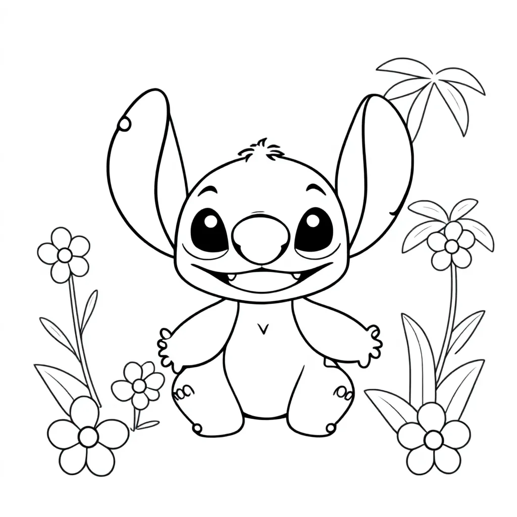 Feuille de coloriage Stitch Gratuite - Feuille de coloriage pour Enfants