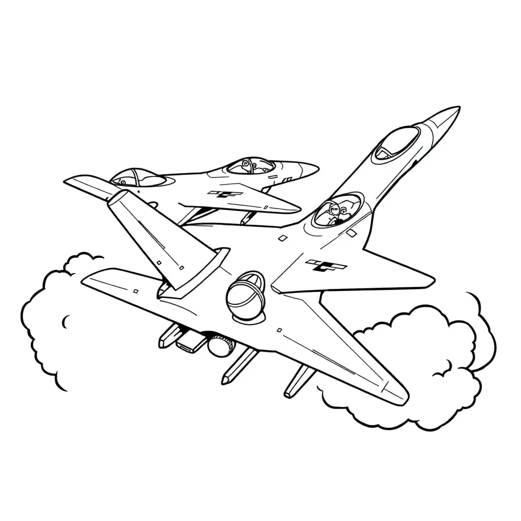 Straaljagers Piloot Luchtvaart Dynamisch Avontuur coloring page for children