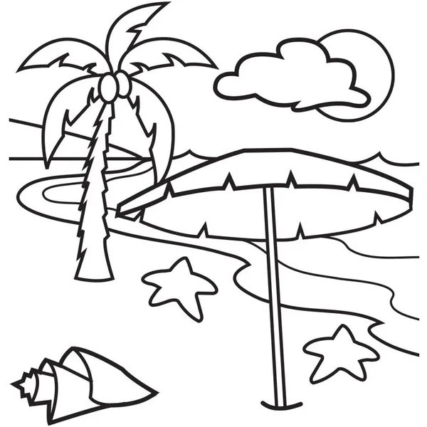 Strand Parasol Palmboom coloring page for children