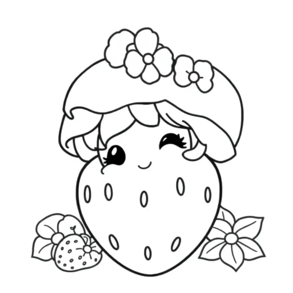 Free Strawberry Shortcake Girl Cartoon Coloring Page