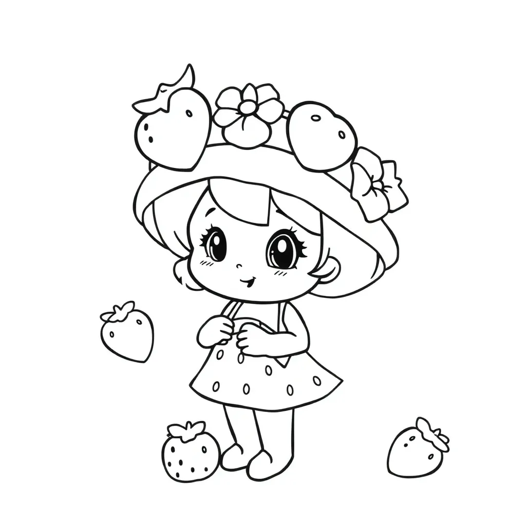 Strawberry Shortcake Meisje Schattig Creatief coloring page for children