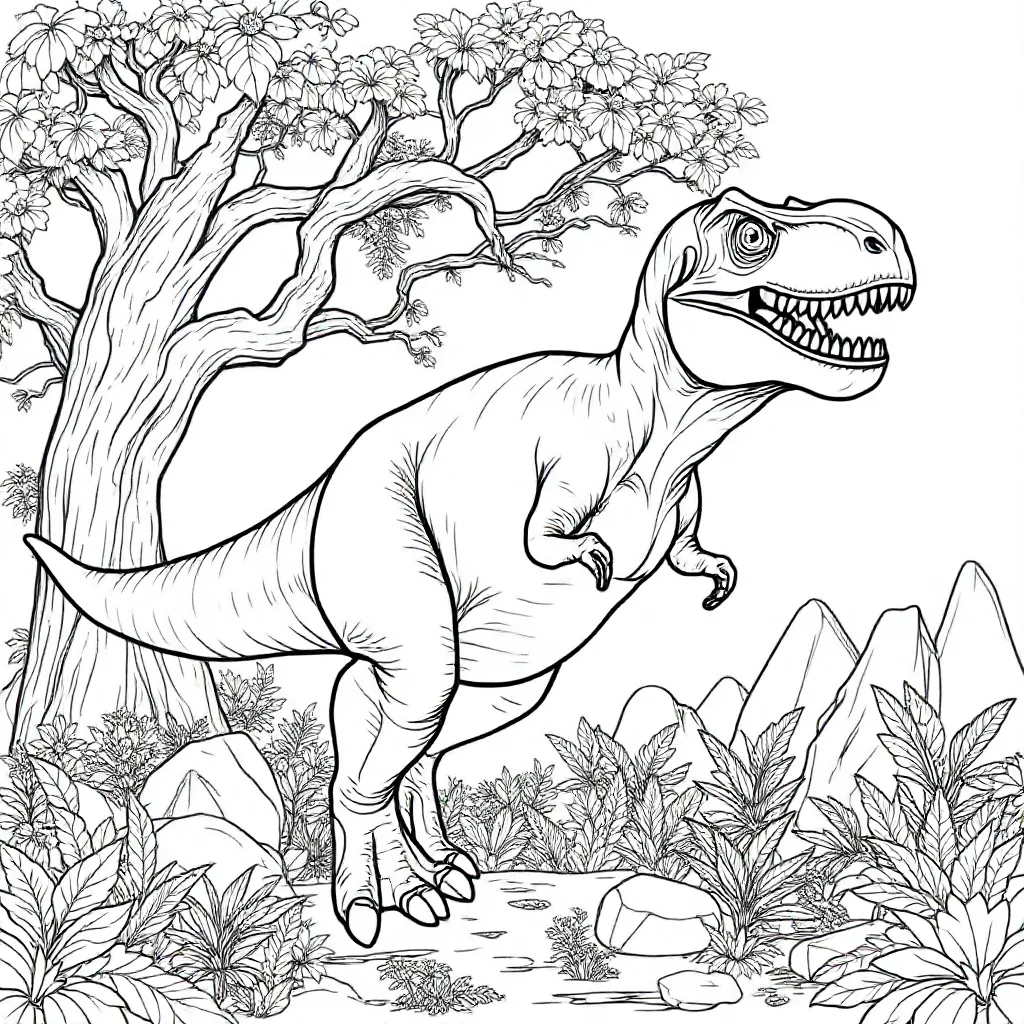 T Rex coloring page for children