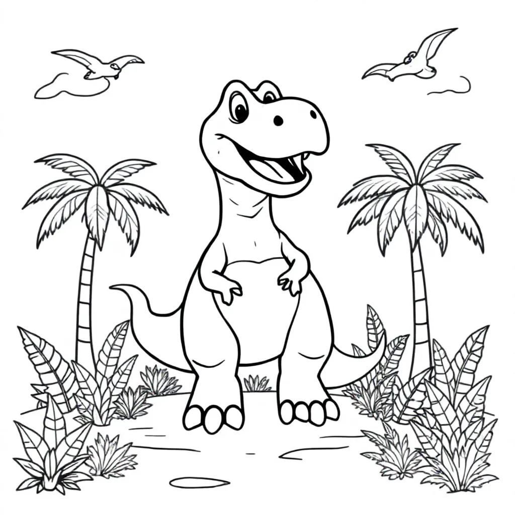 T Rex coloring page for children