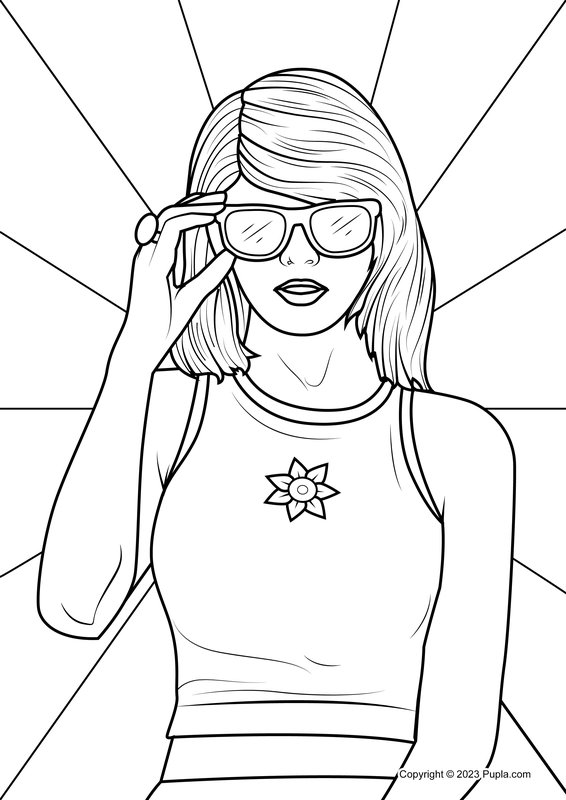 Taylor Swift Con Gafas De Sol coloring page for children