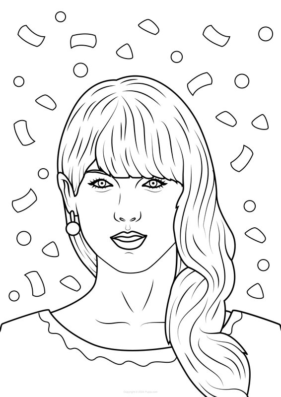 Plantilla de colorear Taylor Swift Confetti