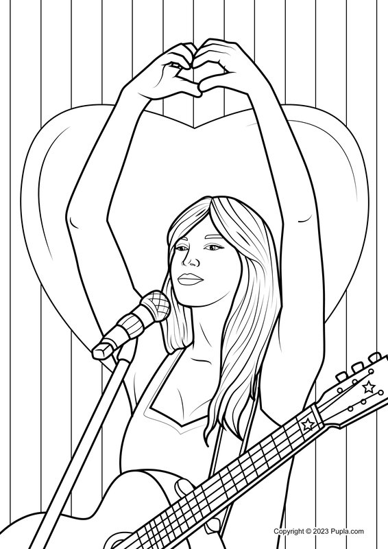 Taylor Swift Haciendo Un Corazon Con La Mano coloring page for children
