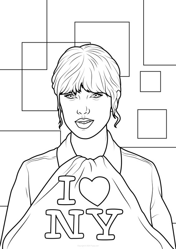 Taylor Swift I Love New Nork coloring page for children