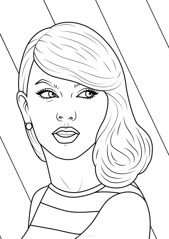 Taylor Swift mirando al lado coloring page for children